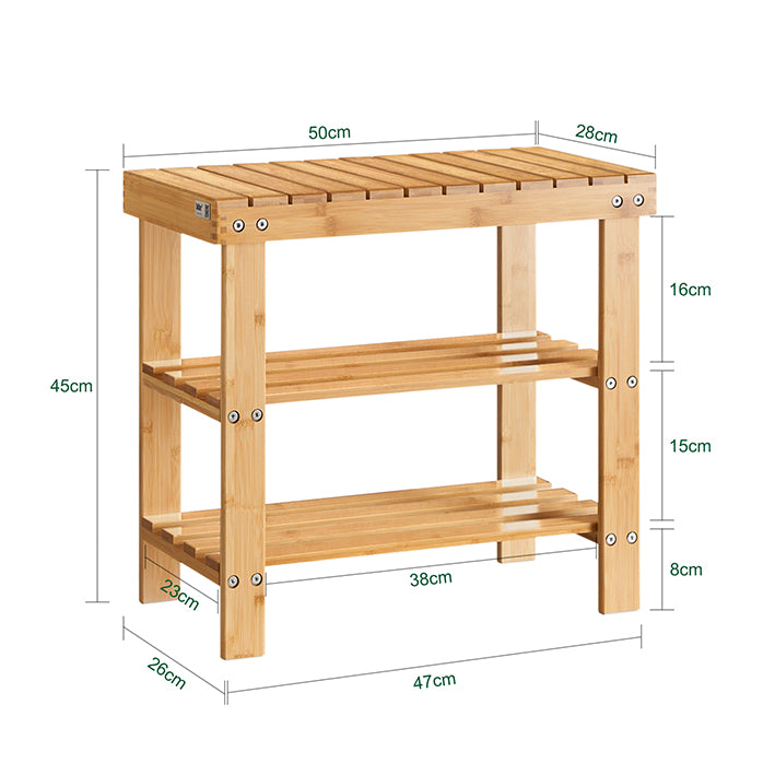 SoBuy | Schuhregal | Sitzbank schmal | Breit 50cm Bambus | FSR02-K-N
