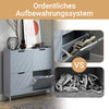 SoBuy | Schuhkipper | Schuhschrank mit 4 Klappen | Schuhkommode | Hellgrau | FSR100-HG