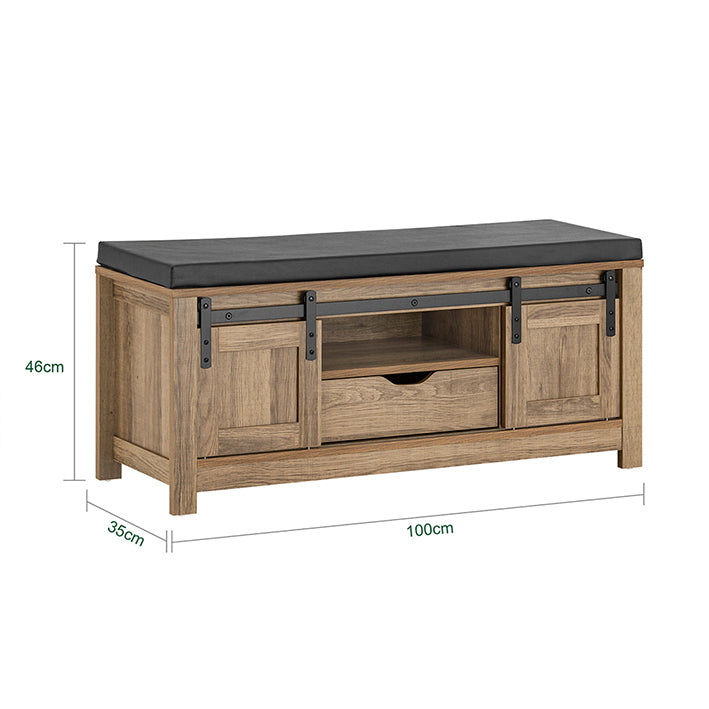 SoBuy | Schuhbank mit Schiebetüren | Sitzbank | Garderobenbank | Hellbraun | FSR118-BR