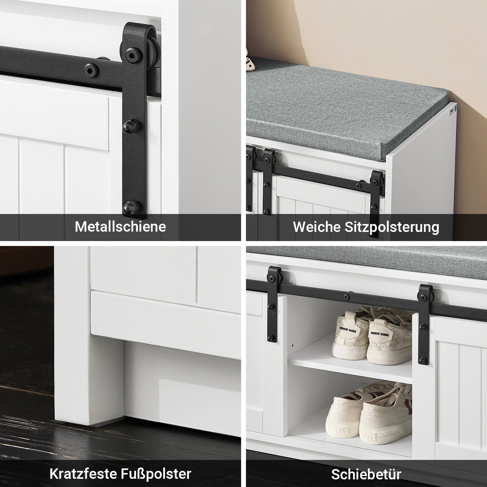 SoBuy | Schuhbank mit Sitzfläche | Sitzbank | Dielenbank | Schuhregal | Weiß | FSR133-K-W