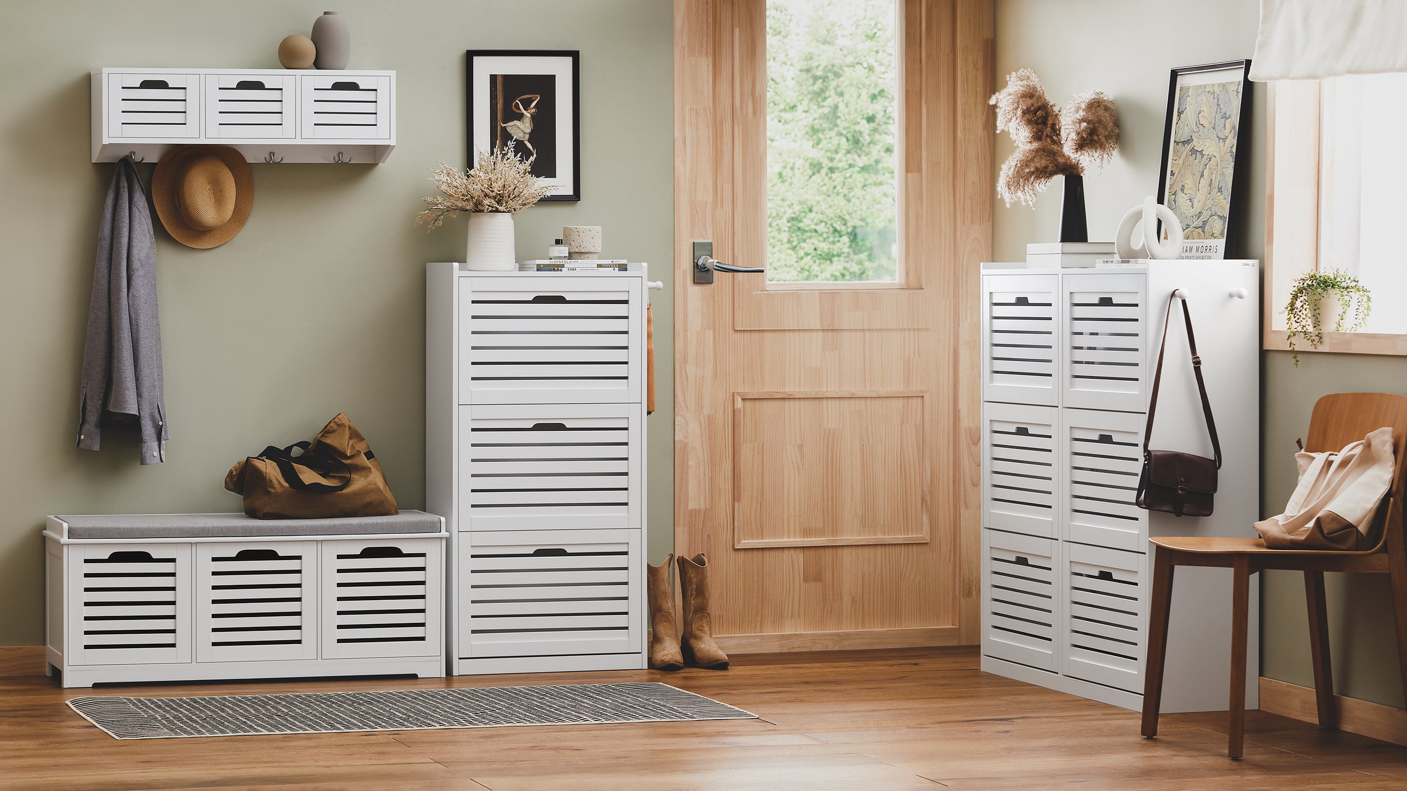 SoBuy | Schuhkipper | Schuhschrank mit 6 Klappen | Schuhkommode | Weiß | FSR145-W