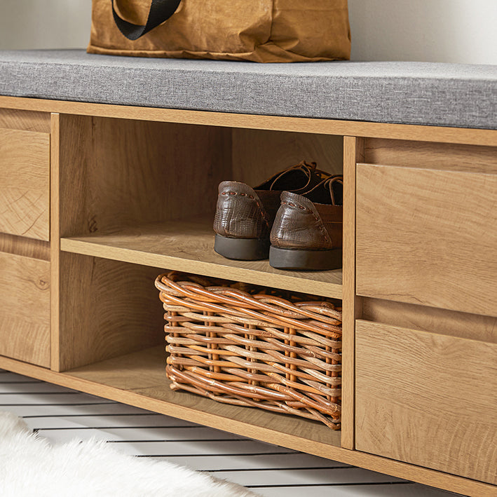 SoBuy | Schuhschrank | Sitzbank | Dielenbank | Schuhbank | Schuhregal | schmal Natur-Schwarz | FSR149-N