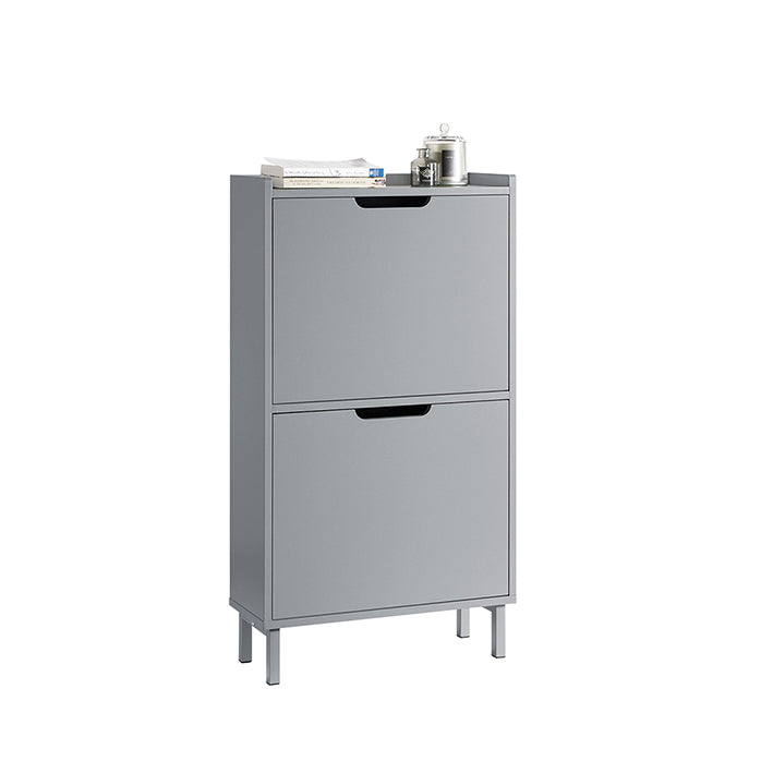 SoBuy | Schuhkipper mit 2 Klappen | Schuhschrank | Schuhkommode | Hellgrau | FSR151-HG