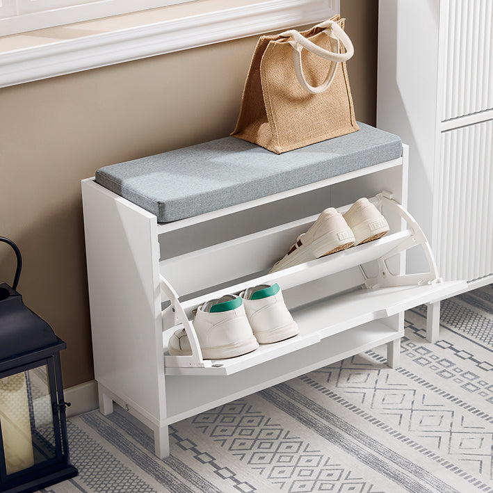SoBuy | Schuhkipper mit 1 Klappe | Schuhschrank schmal | Schuhkommode | Weiß | FSR151-K-W