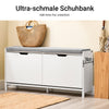 SoBuy | Schuhbank mit 2 Klappen | Schuhregal schmal | Schuhkommode | Weiß | FSR151-L-W