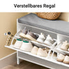SoBuy | Schuhbank mit 2 Klappen | Schuhregal schmal | Schuhkommode | Weiß | FSR151-L-W