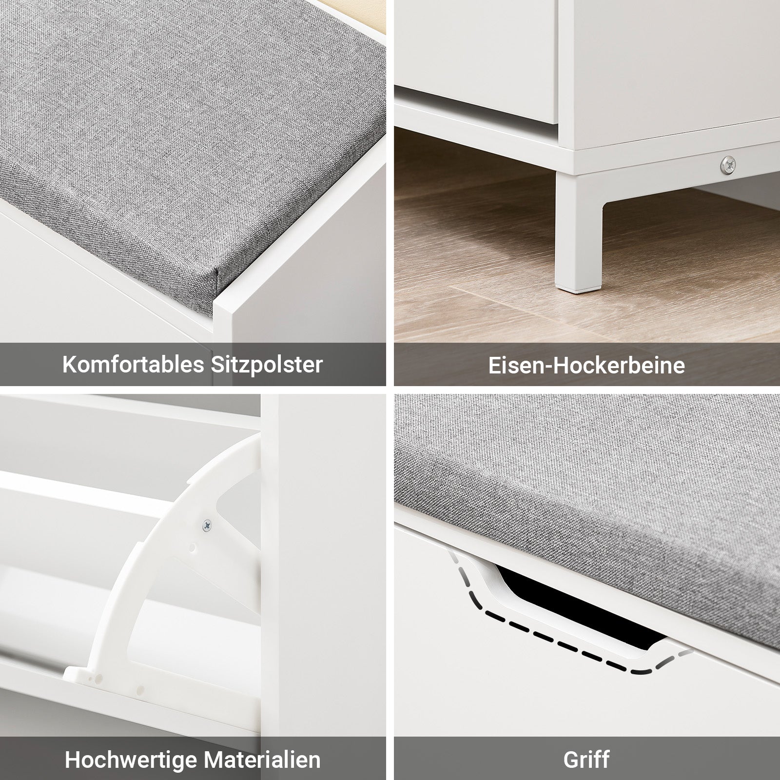 SoBuy | Schuhbank mit 2 Klappen | schmal | Schuhkommode | Weiß | FSR151-L-W