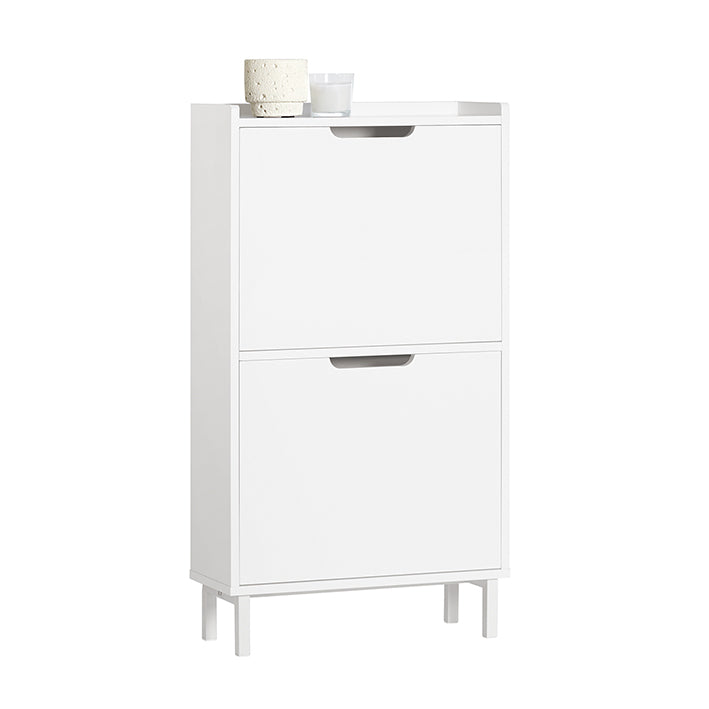 SoBuy | Schuhkipper mit 2 Klappen | Schuhschrank | Schuhkommode | Weiß | FSR151-W