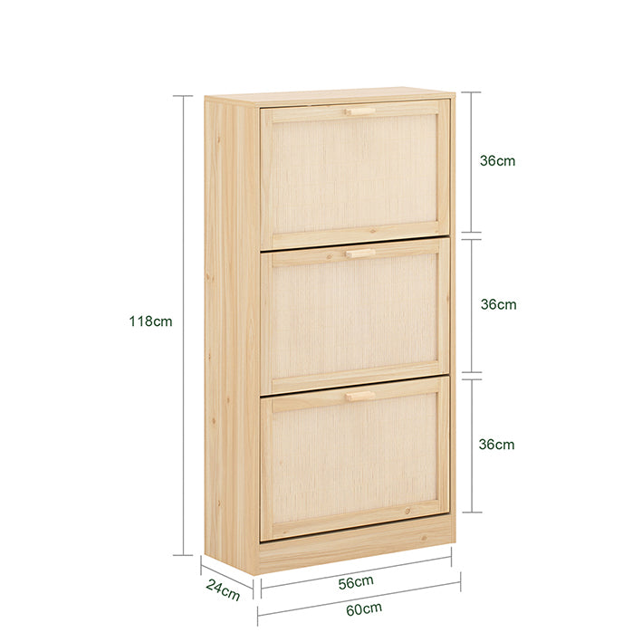 SoBuy | Schuhkipper mit 3 Klappen | Schuhschrank | Schuhkommode | Natur | FSR159-N