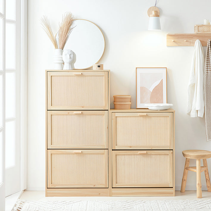 SoBuy | Schuhkipper mit 3 Klappen | Schuhschrank | Schuhkommode | Natur | FSR159-N