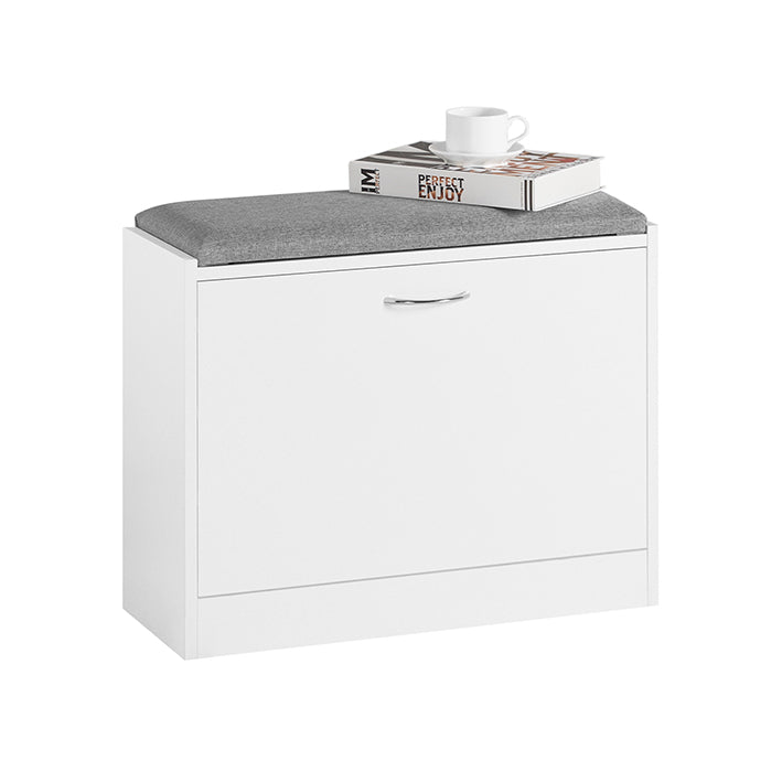 SoBuy | Schuhkipper | Schuhbank mit Schuhregal | Weiß | FSR16-K-W