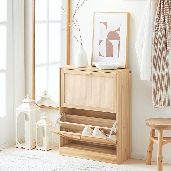 SoBuy | Schuhkipper mit 2 Klappen | Schuhschrank | Schuhkommode | Natur | FSR160-N