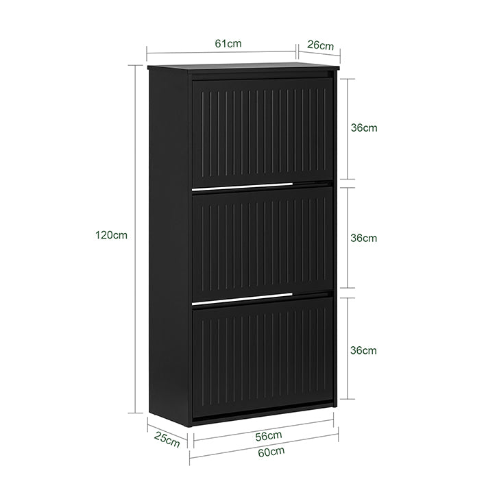 SoBuy | Schuhkipper mit 3 Klappen | Schuhschrank | Schuhregal | Schwarz | FSR165-H-SCH