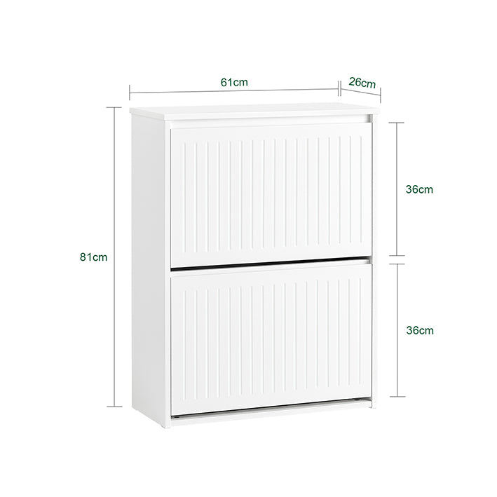 SoBuy | Schuhkipper mit 2 Klappen | Schuhschrank | Schuhregal | Weiß | FSR165-K-W