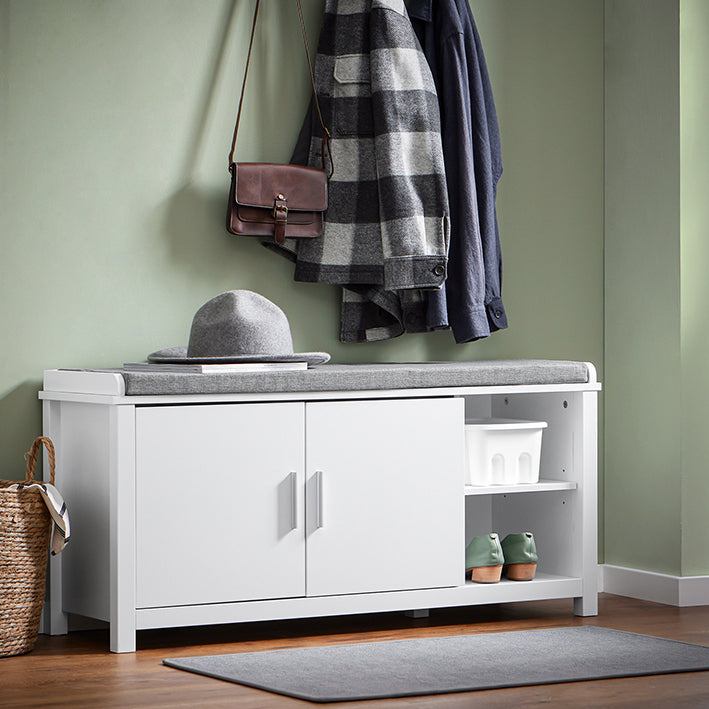 SoBuy | Schuhbank mit Sitzfläche | Dielenbank | Sitzbank | Schuhschrank | Weiß | FSR168-W