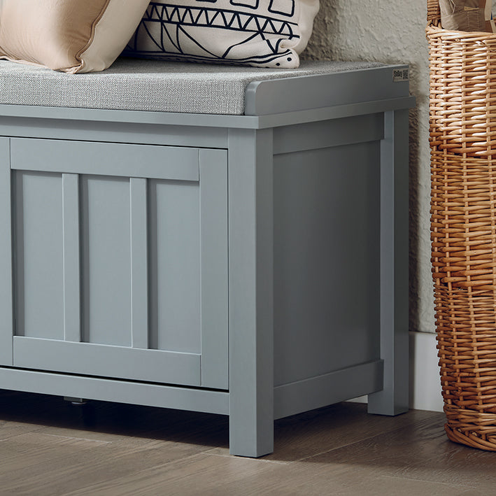 SoBuy | Sitzkommode | Schuhbank mit Sitzfläche | Sitzbank mit 1 Korb | Hellgrau | FSR173-HG