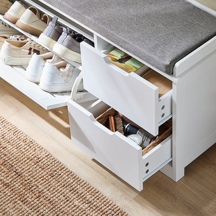 SoBuy | Schuhkipper | Schuhbank mit 1 Klappe | Sitzbank | Sitzkommode Weiß | FSR185-W