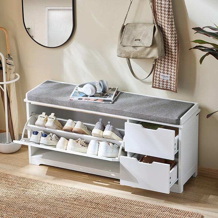 SoBuy | Schuhkipper | Schuhbank mit 1 Klappe | Sitzbank | Sitzkommode Weiß | FSR185-W