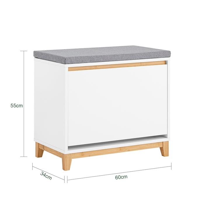 SoBuy | Schuhbank mit Schuhfach | Sitzbank Weiß | FSR191-WN