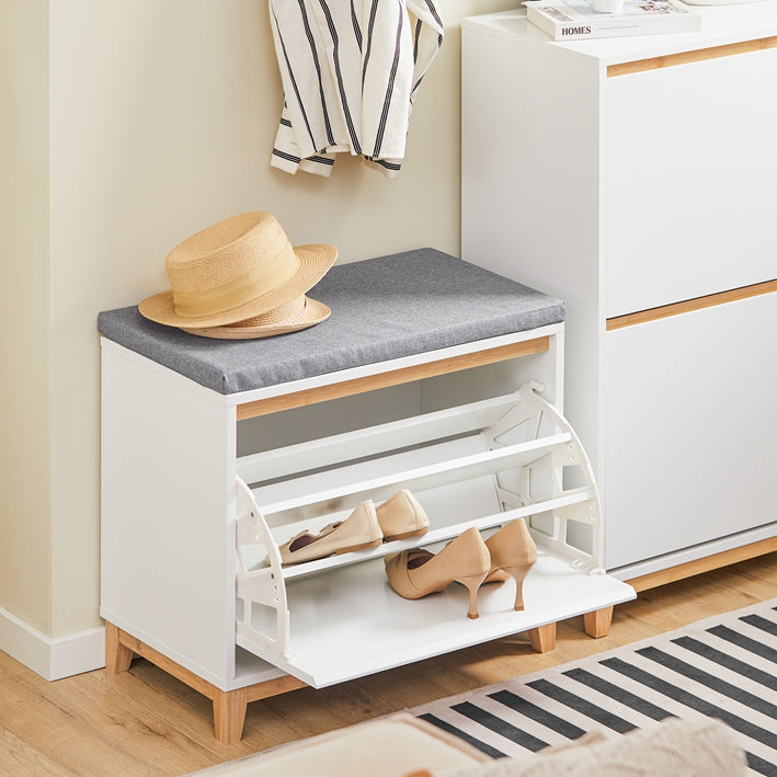 SoBuy | Schuhbank mit Schuhfach | Sitzbank Weiß | FSR191-WN