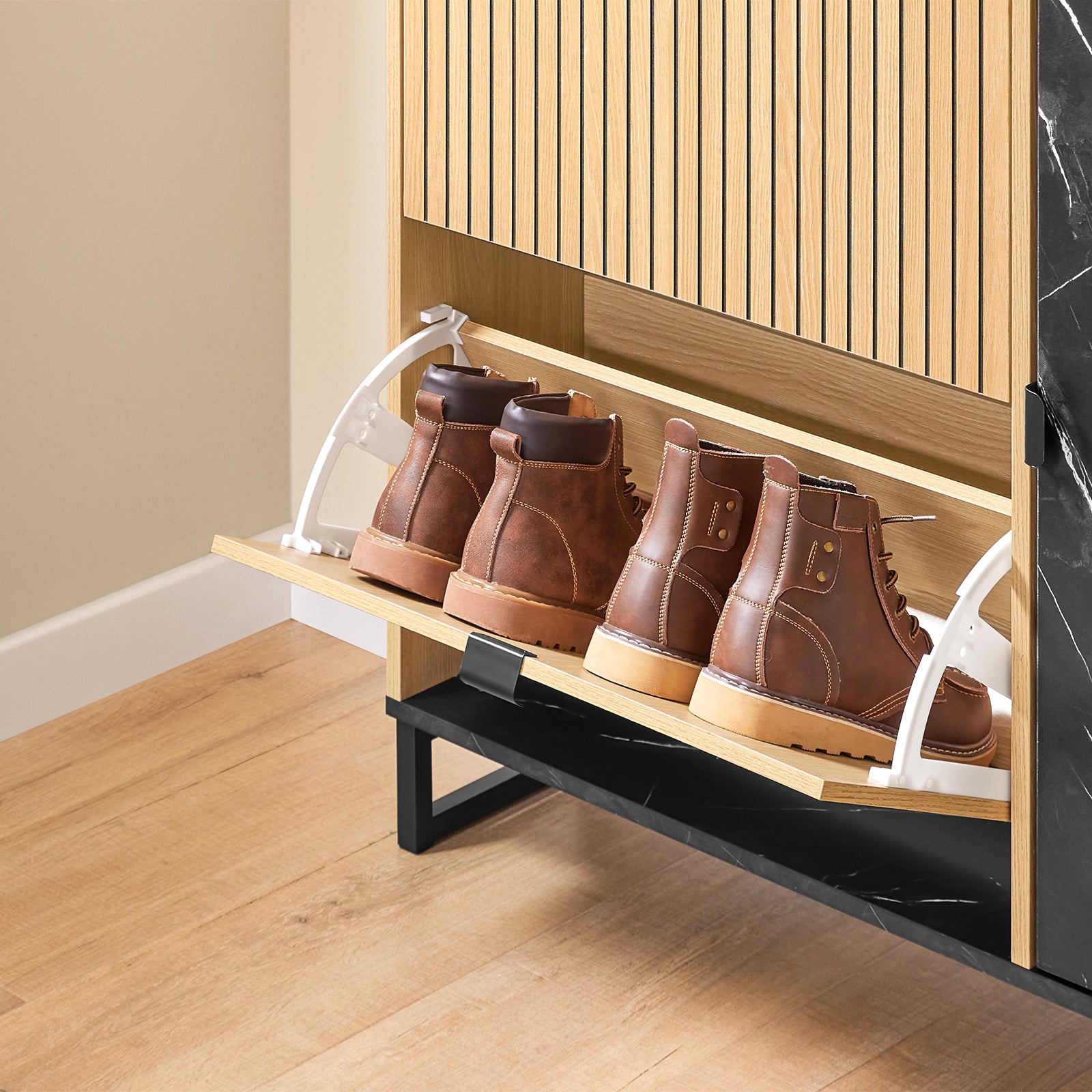 SoBuy | Schuhschrank Schmal | 2 Klappen | Schuhkipper | Schwarz | 90x88x24 cm | FSR203-N