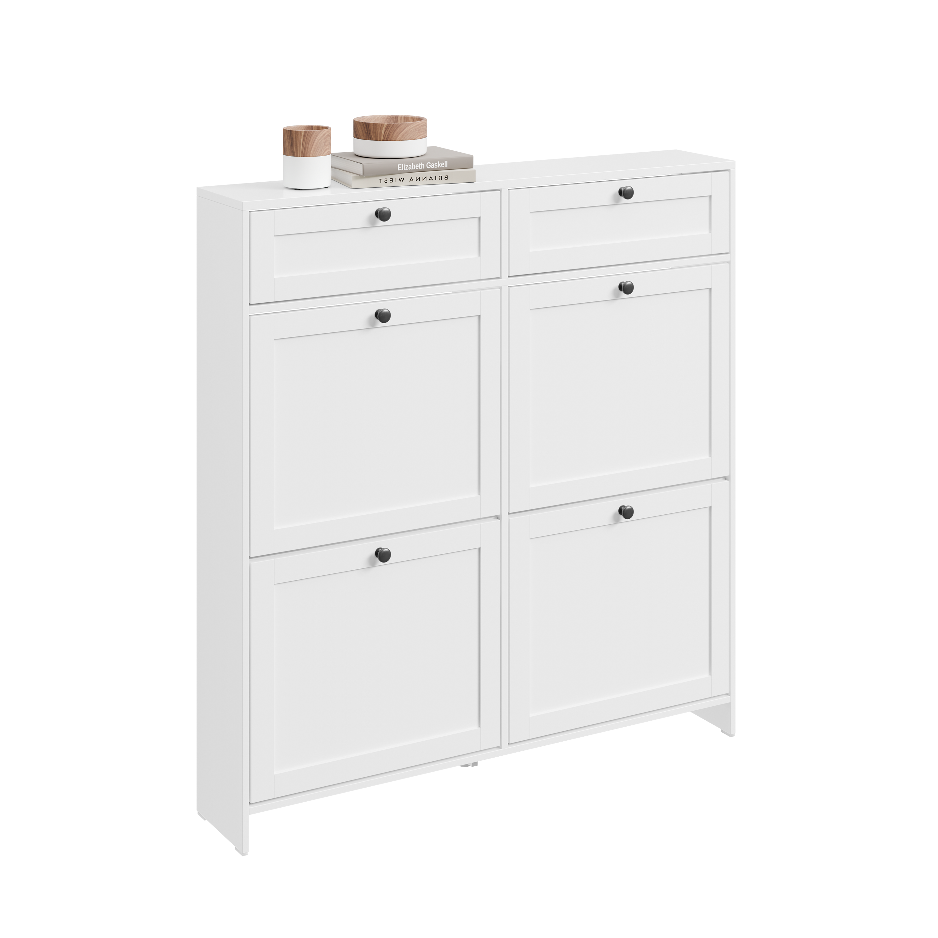 SoBuy Schuhkipper Schmal Schuhschrank Weiss Bis zu 8 Paar Schuhe Mit Schubladen und Klapptüren 80cm x 19cm x 107cm, FSR207-W –
