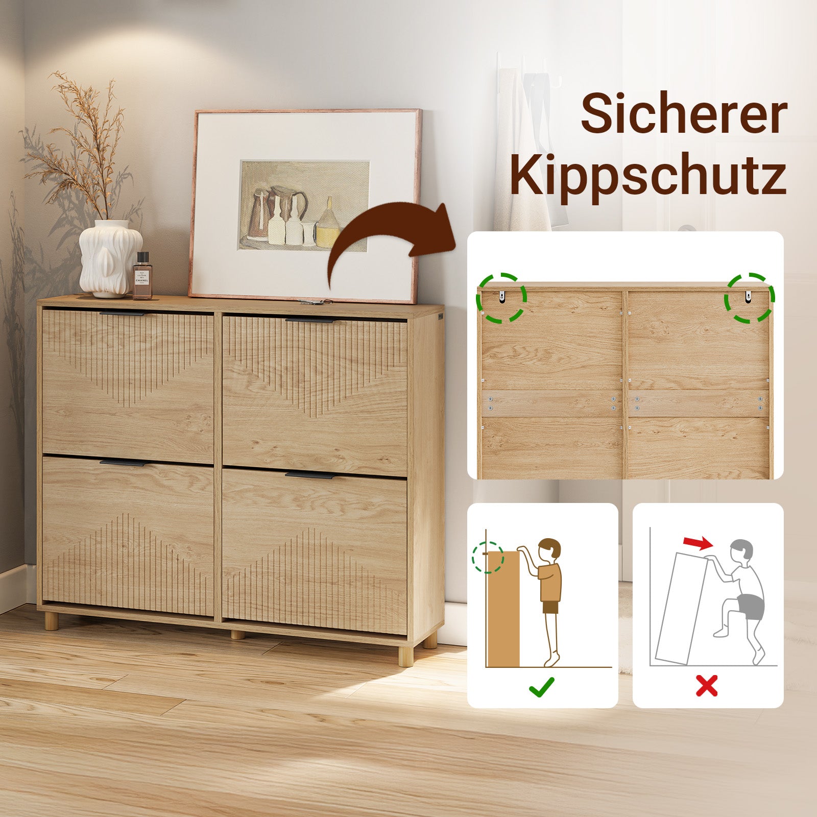 SoBuy schuhschrank schmal 24cm breit Farbe Holz Maße 100x24x83cm FSR214-N