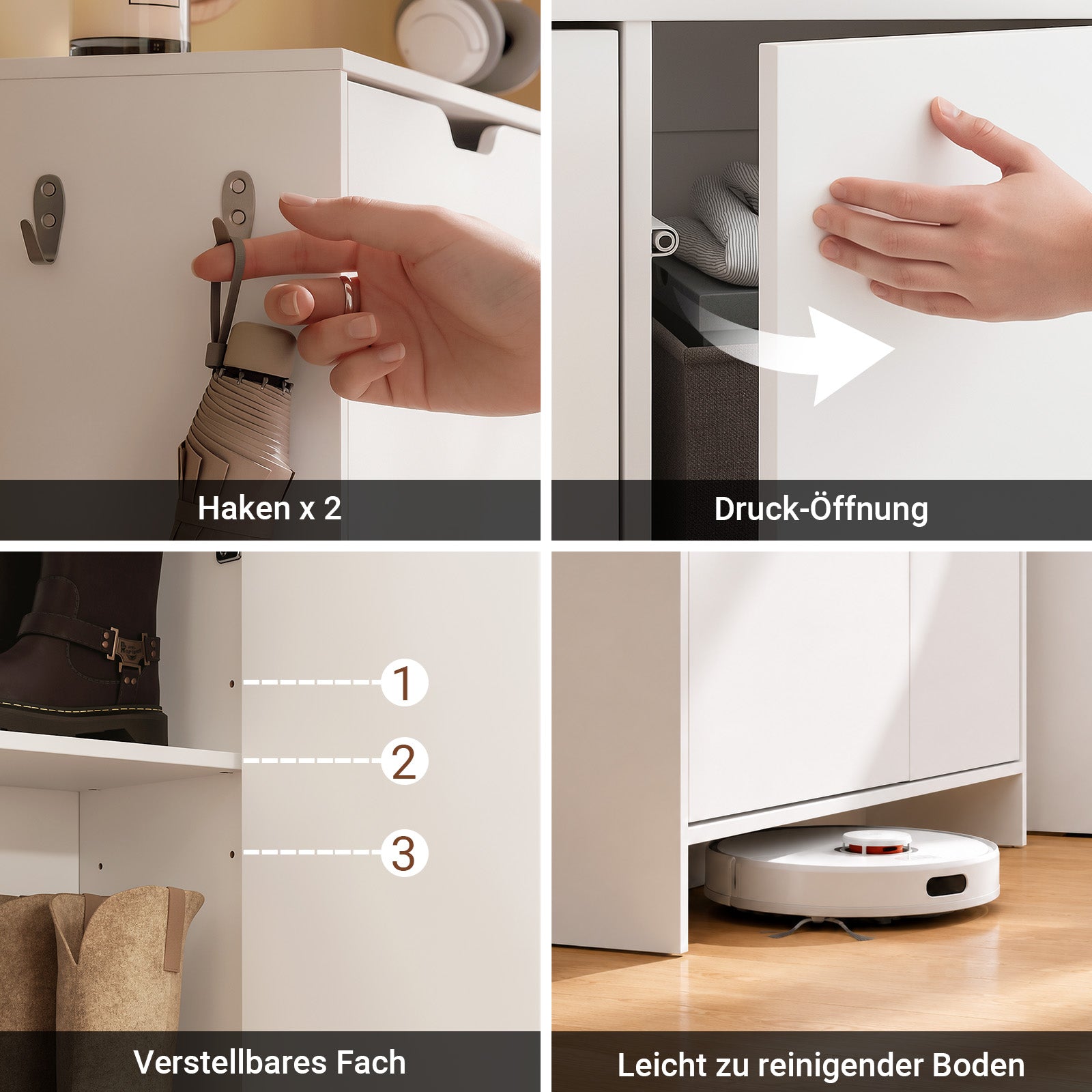 SoBuy Schuhschrank Weiß Klappschrank für 12 Paar Schuhe + 3 Seitenfächer FSR220-W
