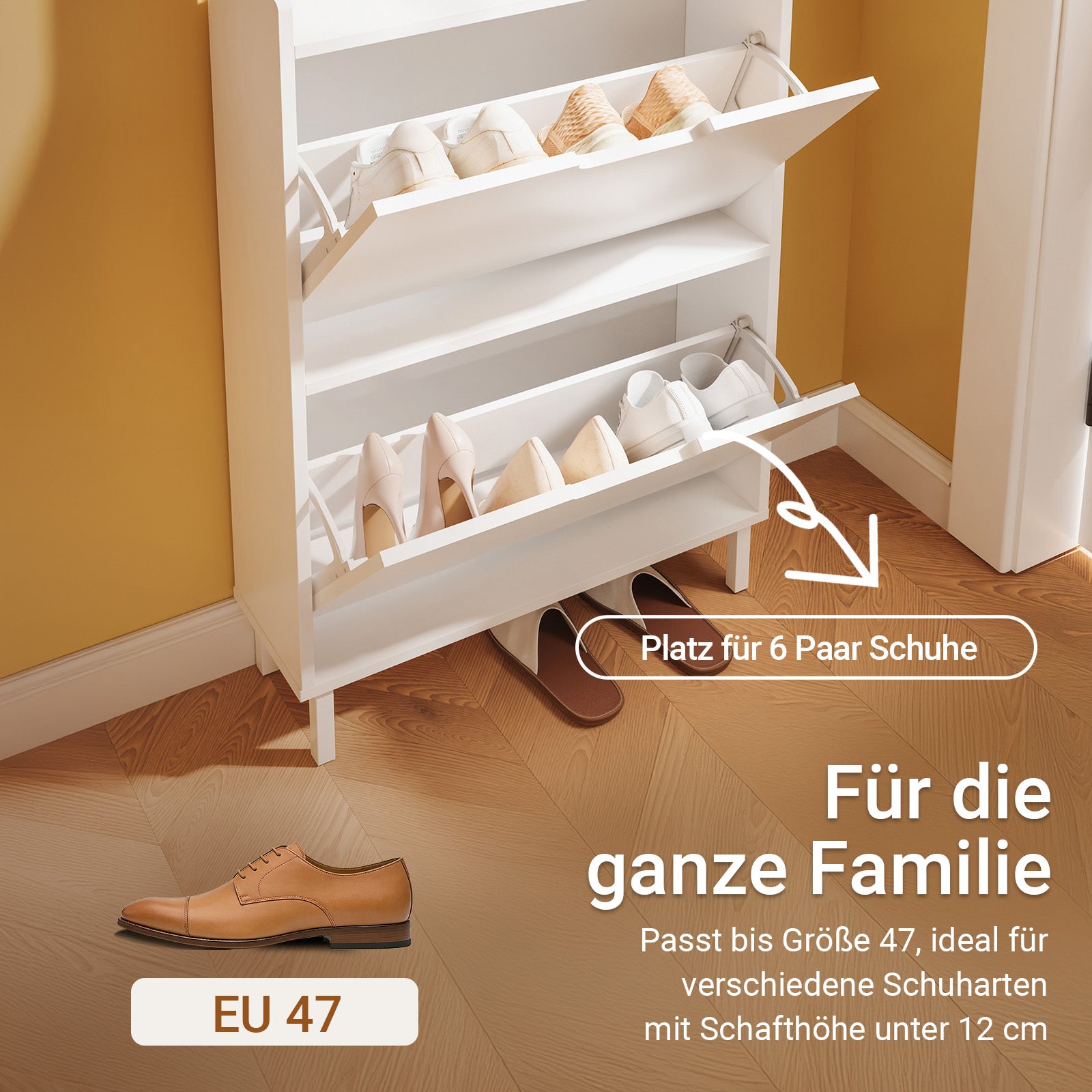 SoBuy Schuhschrank Weiß 2 Türen mit Haken und offener Oberseite 60x19x119 cm 30 kg FSR221-W