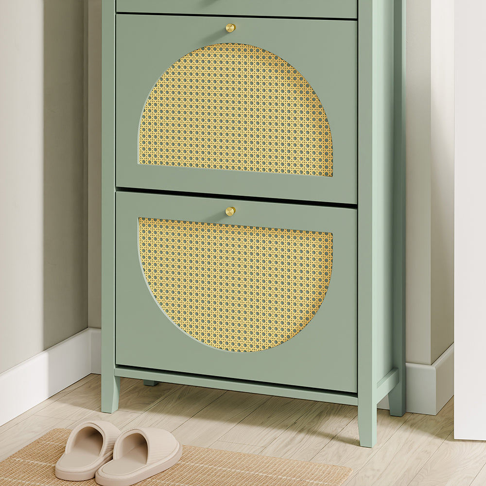 SoBuy | Flurschränke | Schuhschrank schmal hoch mit Schublade | Green | 62×25×97 cm | FSR223-GR
