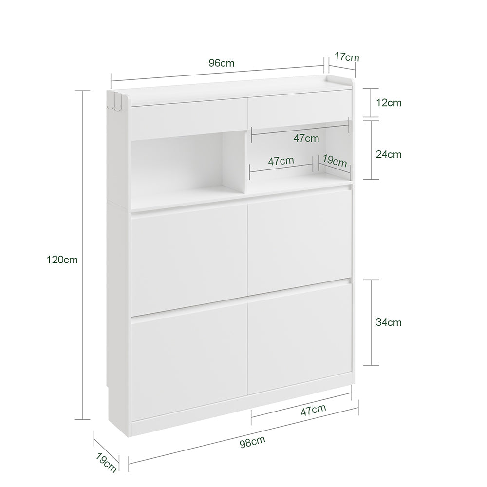 SoBuy | Schuhkipper | Schuhschrank schmal hoch weiß | White | 98×19×120 cm | FSR224-E-W