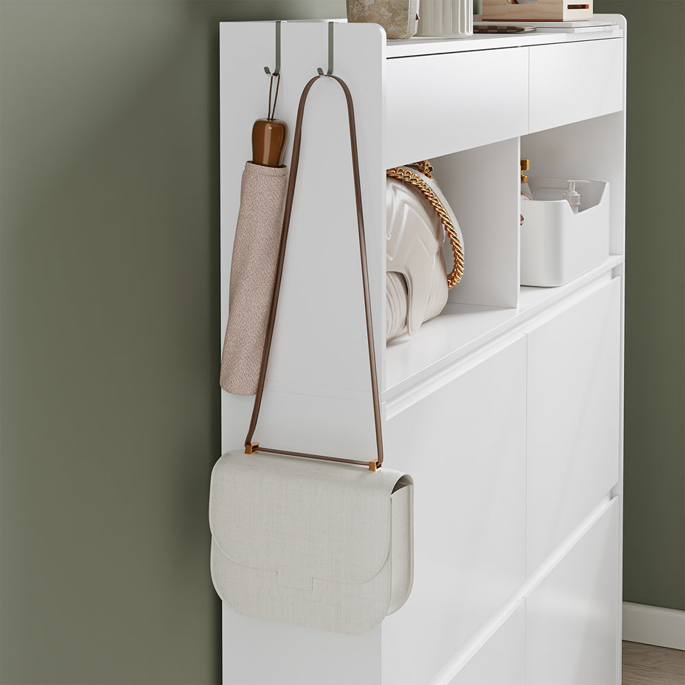 SoBuy | Schuhkipper | Schuhschrank schmal hoch weiß | White | 98×19×120 cm | FSR224-E-W