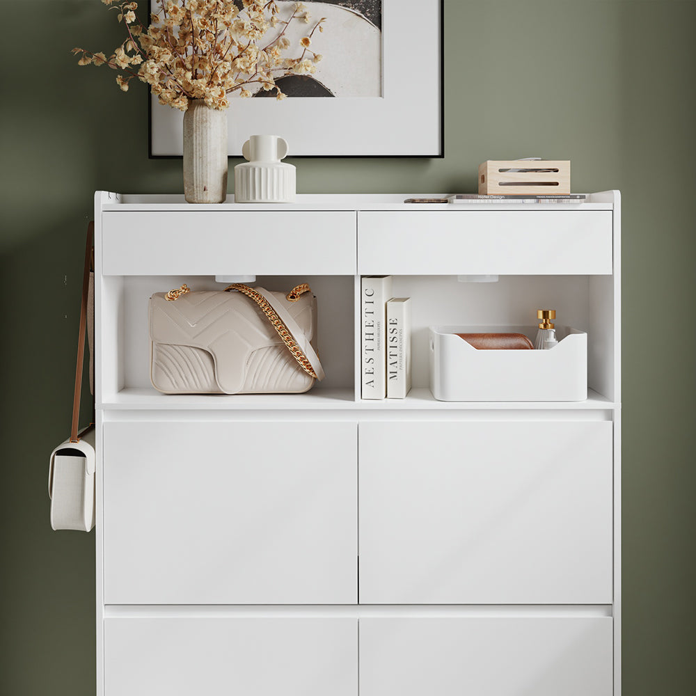 SoBuy | Schuhkipper | Schuhschrank schmal hoch weiß | White | 98×19×120 cm | FSR224-E-W