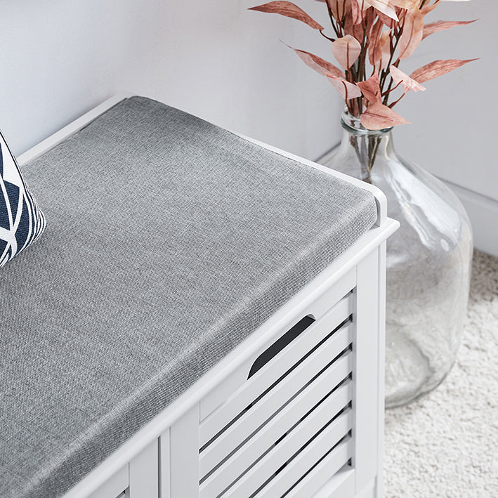 SoBuy | Schuhbank mit Sitzfläche | Sitzkommode mit 2 Türen | Schuhtruhe | Weiß | FSR23-II-W