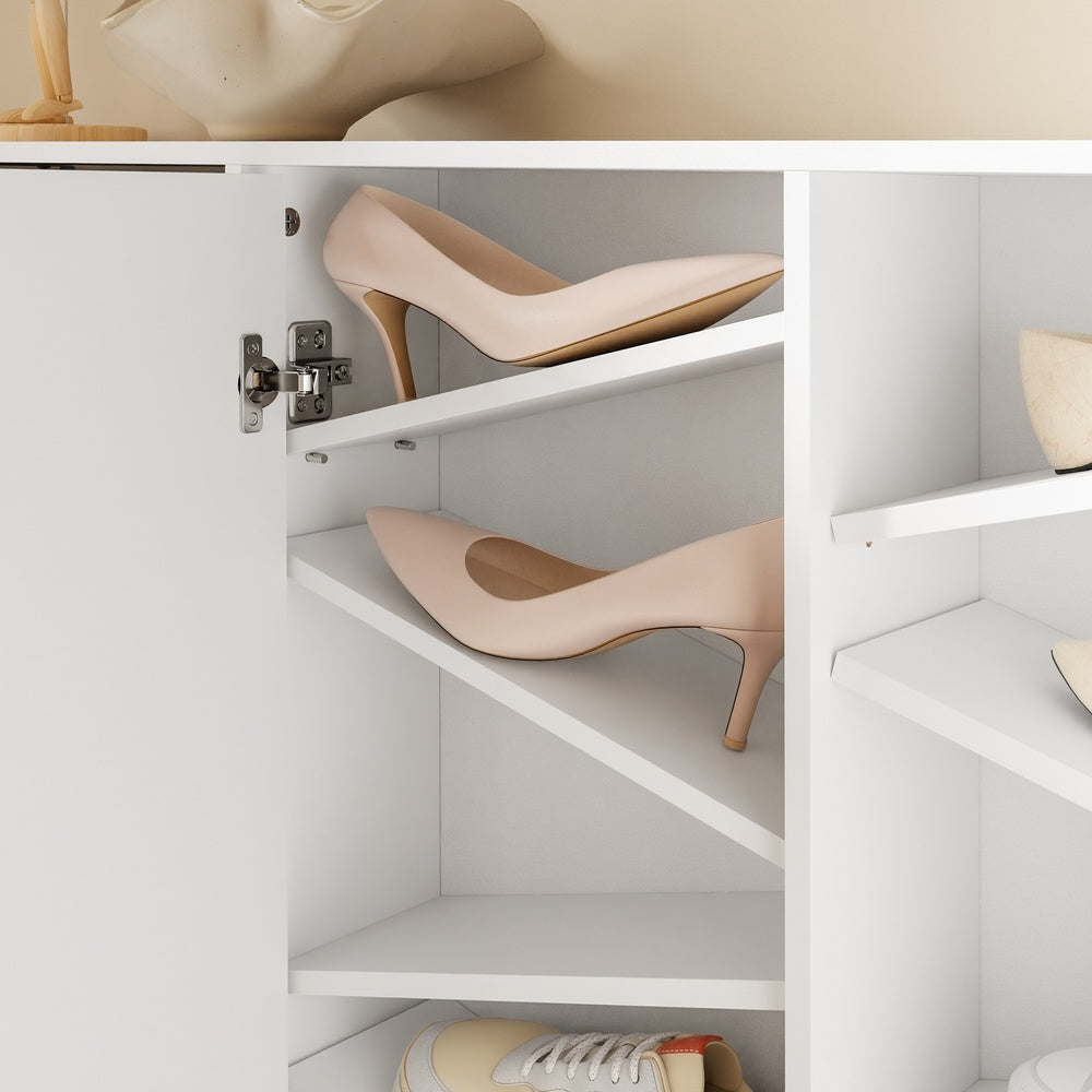 SoBuy | Schuhkipper | Schuhschrank Weiß mit Schuhkipper und 2 Türen | Weiß | FSR231-W