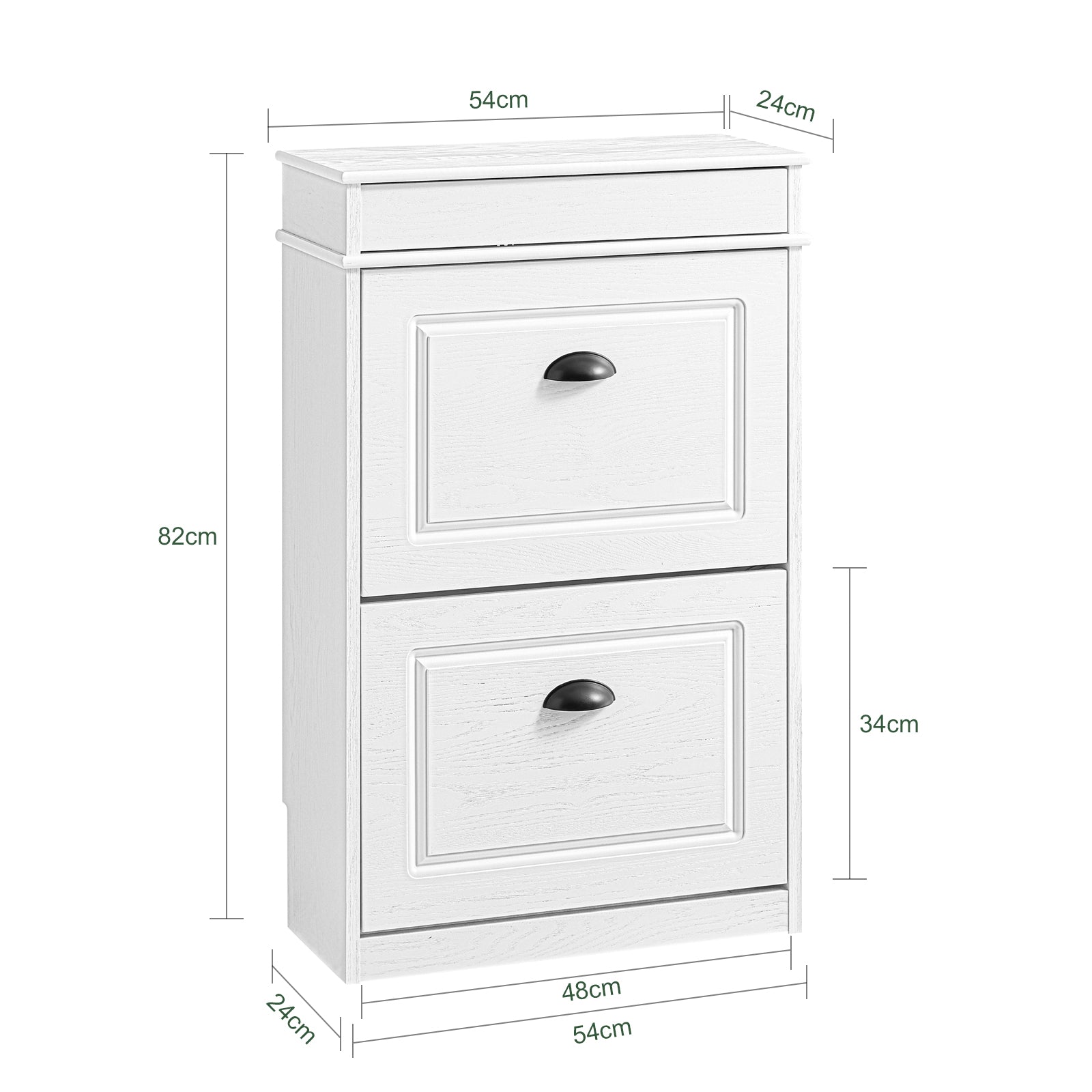 SoBuy | Schuhschrank Schmal | mit 2 Klappen | Schmaler Schuhkipper | Weiß Vintage | FSR78-WG