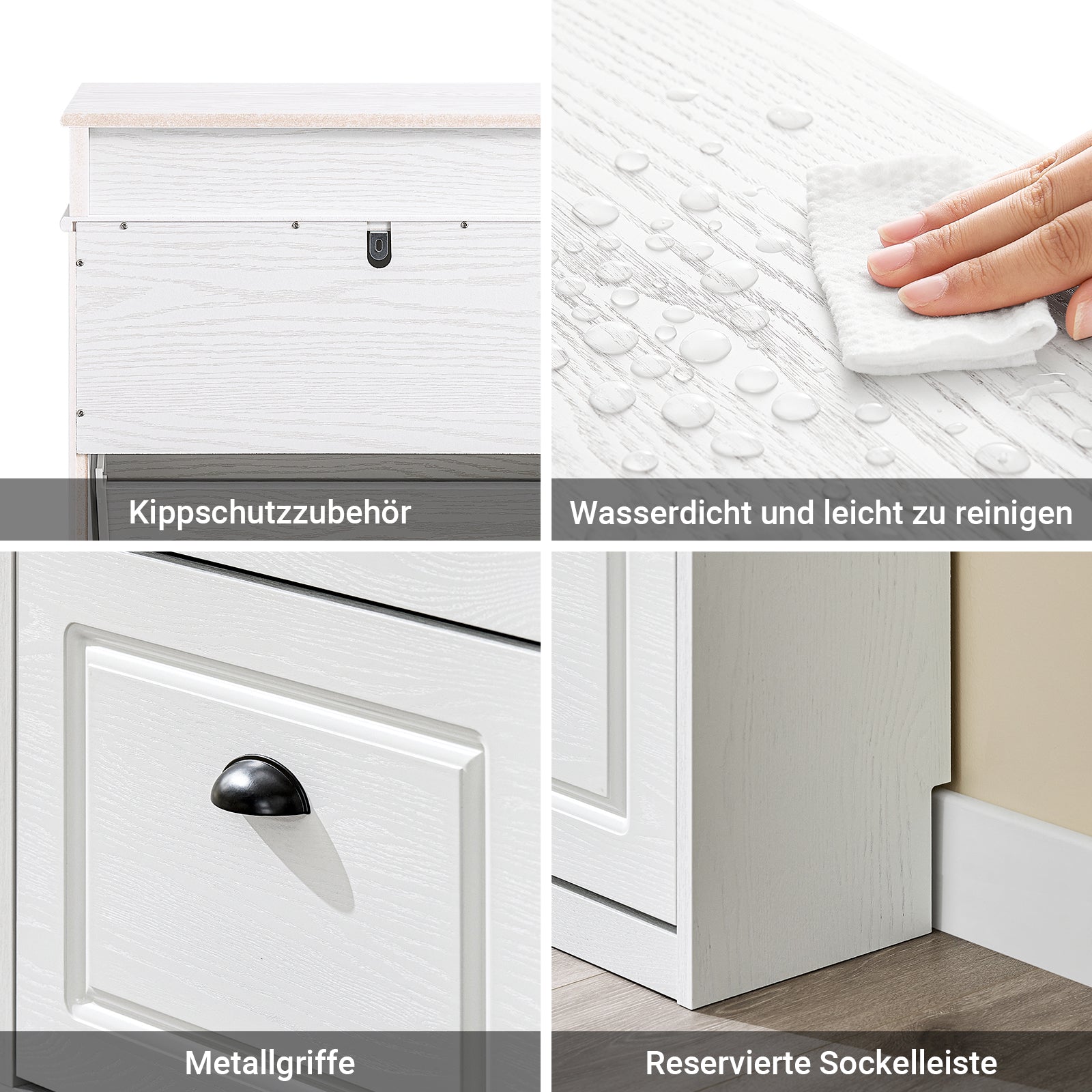 SoBuy | Schuhschrank Schmal | mit 2 Klappen | Schmaler Schuhkipper | Weiß Vintage | FSR78-WG