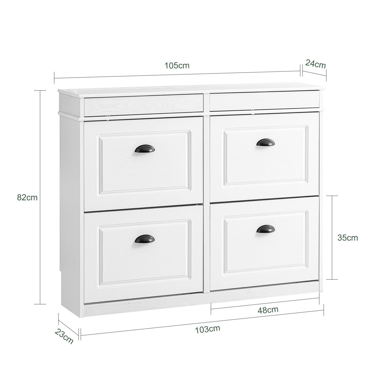 SoBuy | Schuhkipper | Schuhschrank mit 4 Klappen | Schuhkommode Weiß Vintage | FSR79-WG