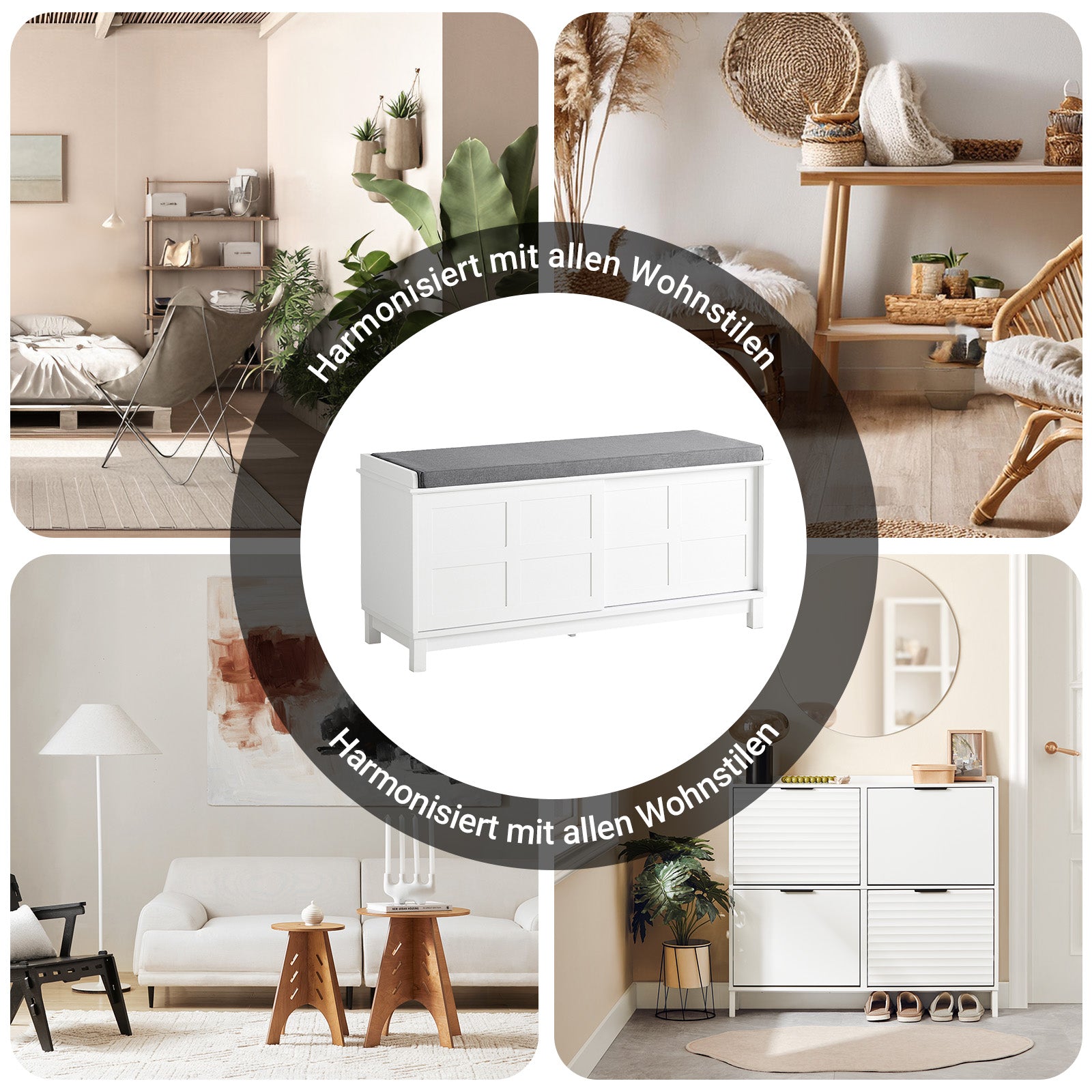 SoBuy | Sitzkommode | Sitzbank mit Stauraum | Schuhbank | Weiß | FSR86-W