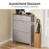 SoBuy Schuhschrank Schmal mit 2 Klappen & Schublade Platz für 12 Paar Schuhe Hellbraun B80xT25xH108cm | FSR89-KA