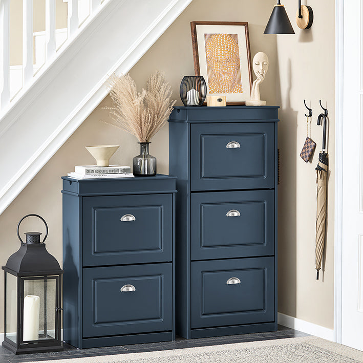 SoBuy | Schuhkipper | Schuhschrank mit 3 Klappen | Schuhkommode Blau | FSR94-B