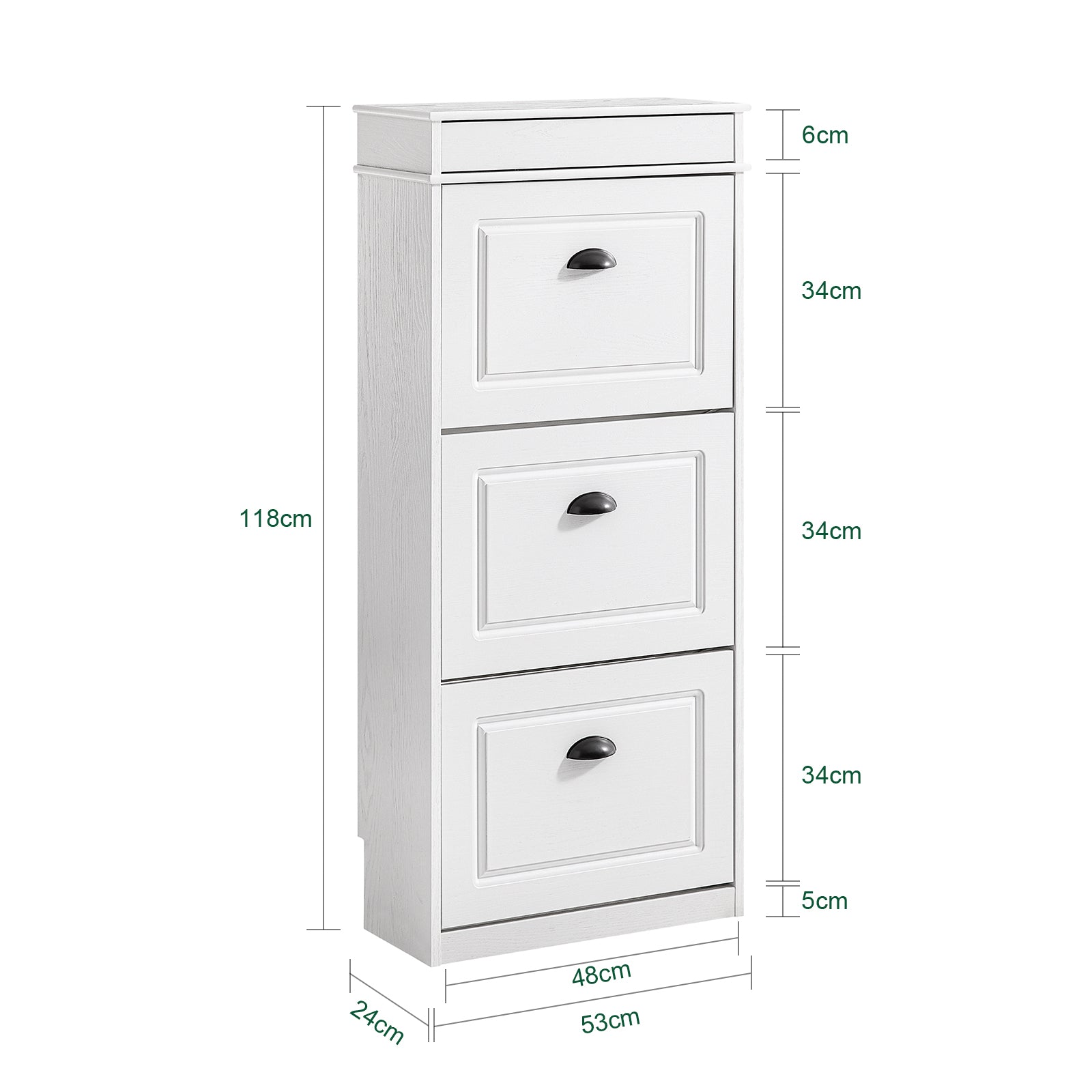 SoBuy | Schuhkipper | Schuhschrank mit 3 Klappen | Schuhkommode Weiß | FSR94-WG