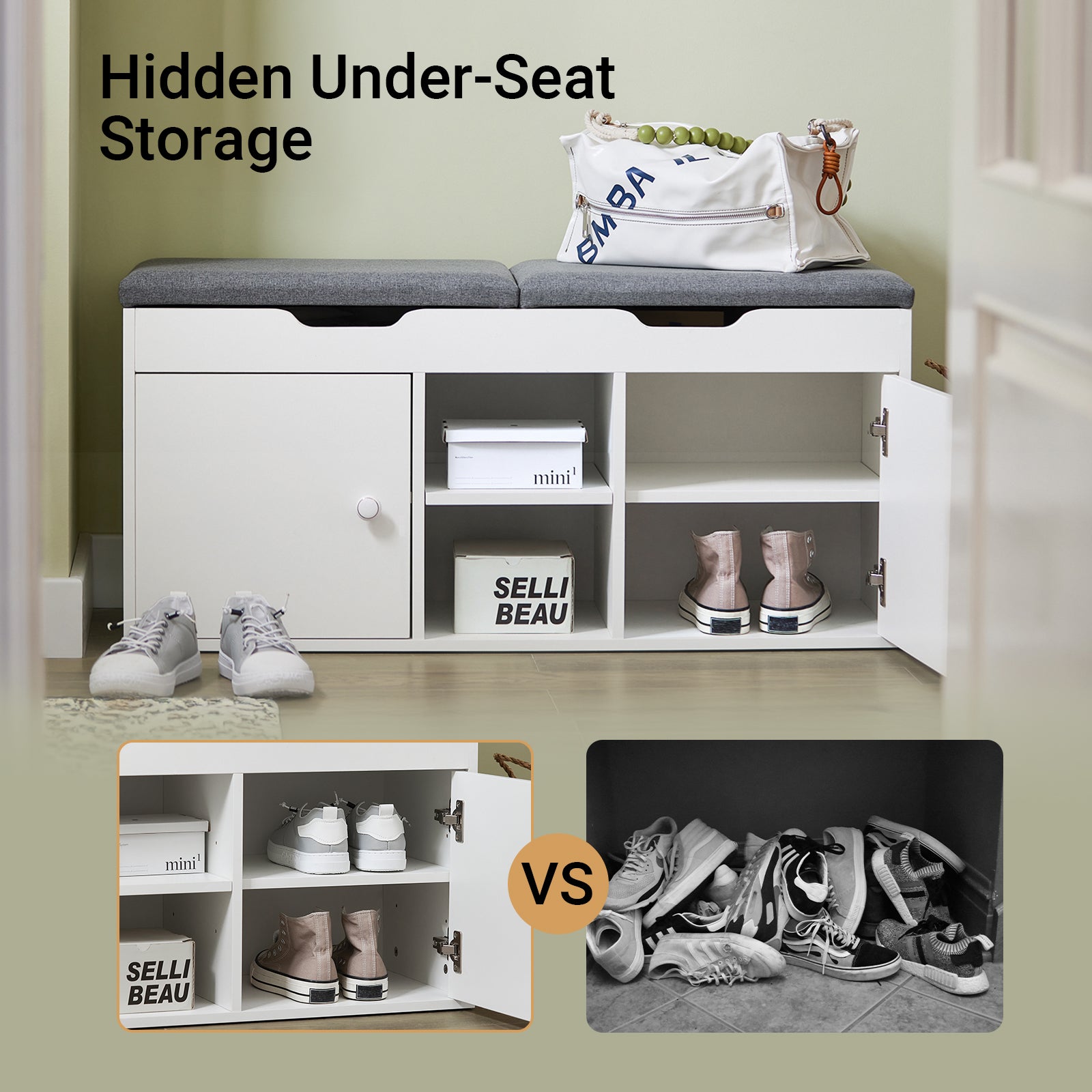 SoBuy | Garderobenbank | Bettbank | Schuhbank Weiß | FSR96-W