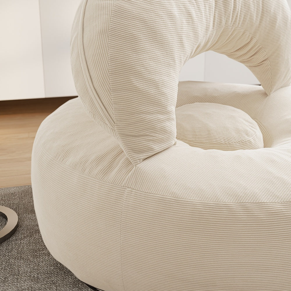 SoBuy | Sofa | Sessel mit Hocker Loungesessel mit Liegefunktion | Cream White | FST100-MI
