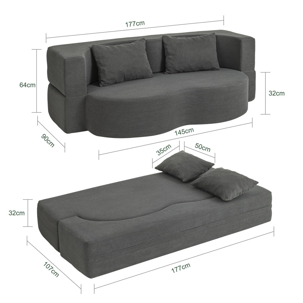 SoBuy | Schlafsofa | Schlafsofa & Schlafcouch in Dunkelgrau mit 2 Kissen | Dunkelgrau | FST101-DG