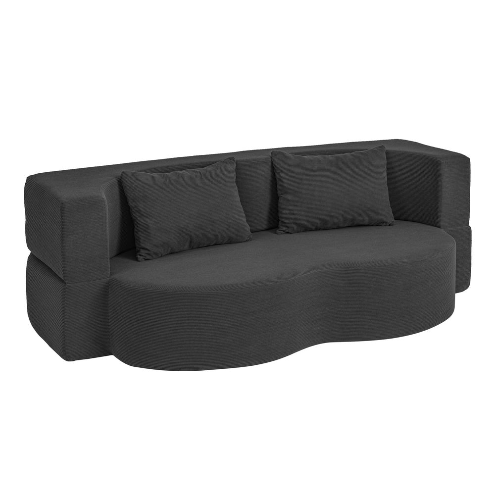 SoBuy | Schlafsofa | Schlafsofa klein mit Federkern & 2 Kissen | Schwarz | FST101-SCH