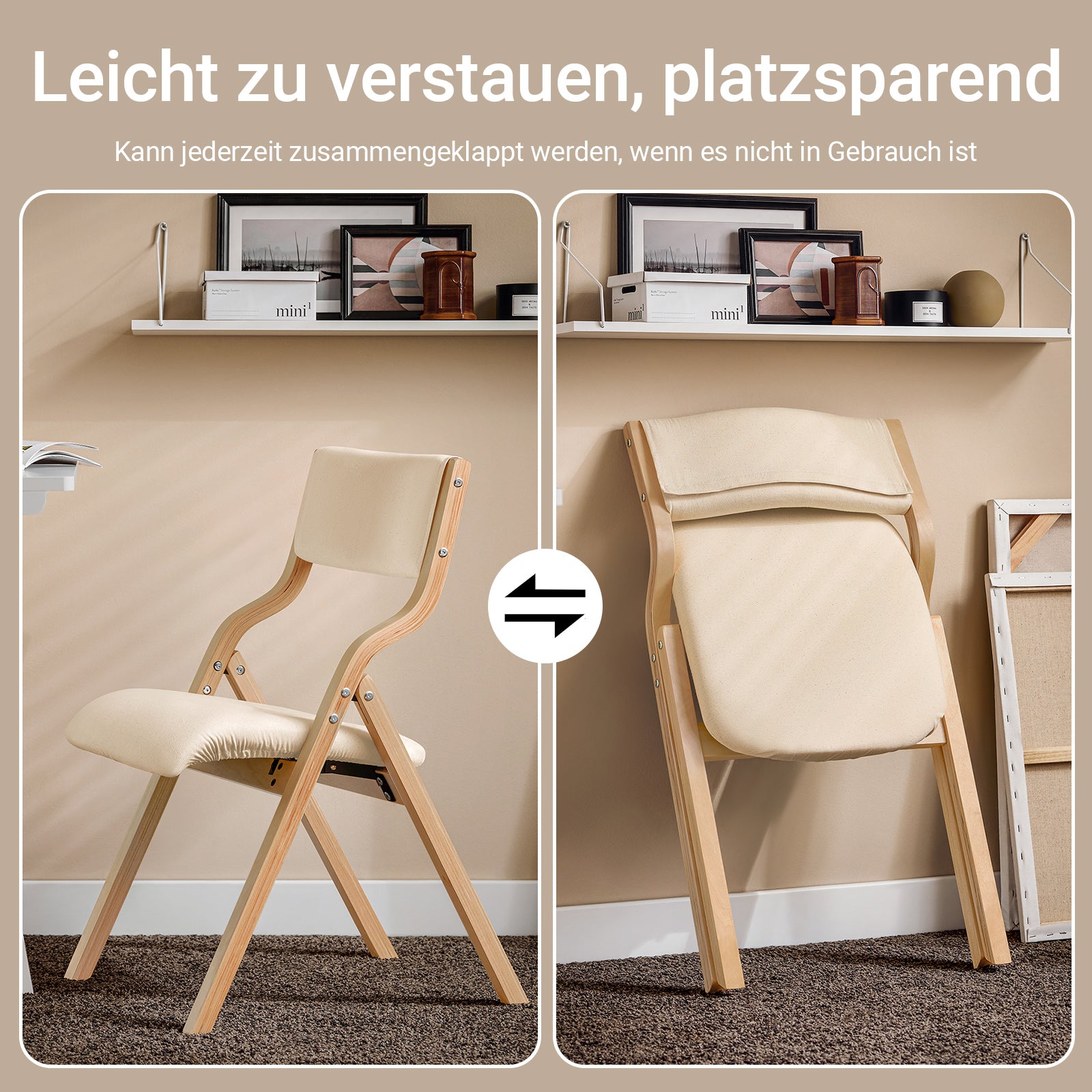 SoBuy | Set mit 2 Klappstühlen aus Holz | Küchenstuh | Schreibtischstuhl Kinder | Weiß | FST40-Wx2