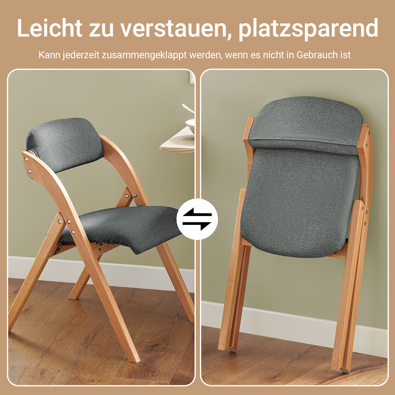 SoBuy Klappstuhl Gepolstert | Ergonomischer Esszimmerstuhl Klappbar | FST92-SG
