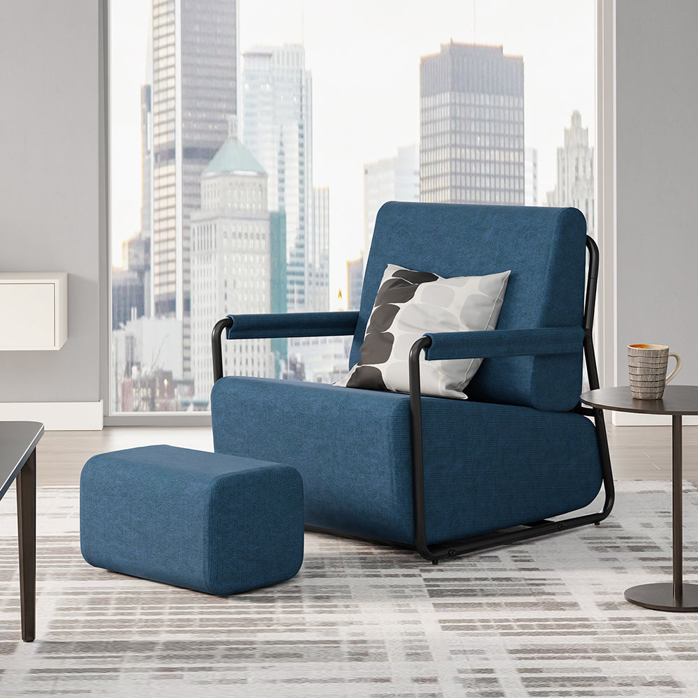 SoBuy | Sofa | Sessel mit Hocker Dunkelblau | Dark Blue | 59.5×67×78 cm | FST99-B