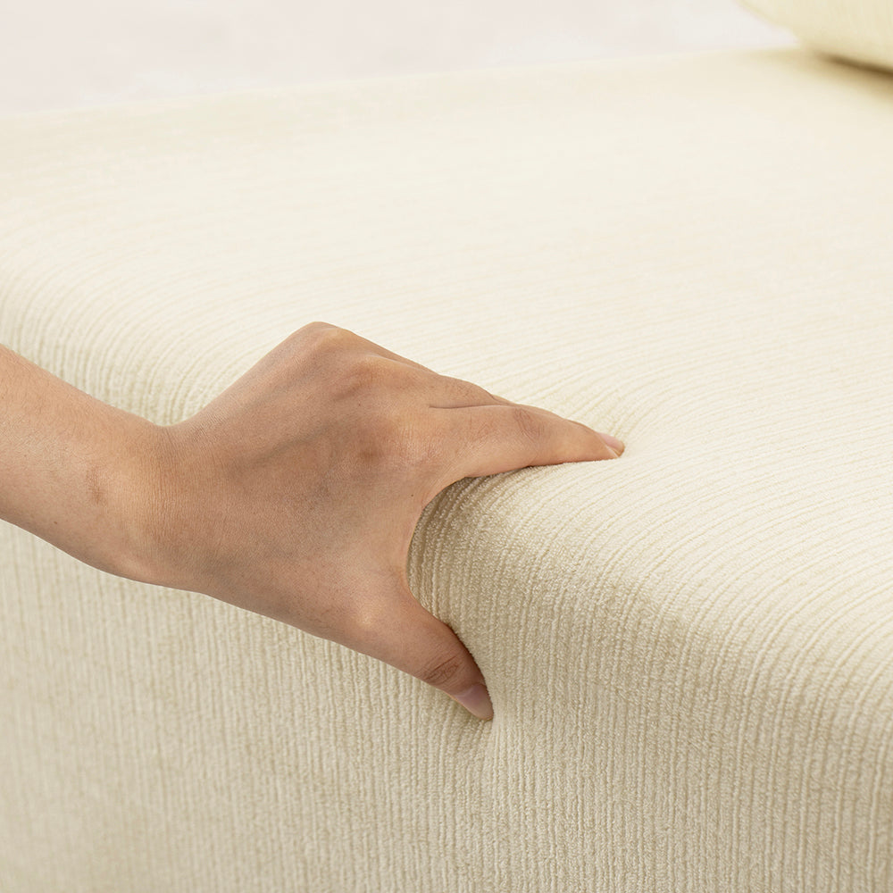 SoBuy | Sofa | Sessel mit Hocker Relax-Sessel beige | 59×74×78 cm | FST99-MI